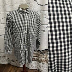 Brooks Brothers Regent 100% Cotton Black & White Check Dress Shirt Button‎ Up